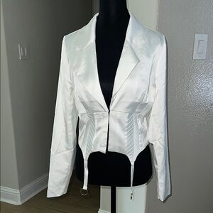 Naked Wardrobe White Women's Corset Top Jacket (S)